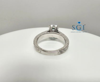 Elegant Unisex Solitaire Ring with 3ct Aqua Blue Radiant Cut Moissanite Diamond