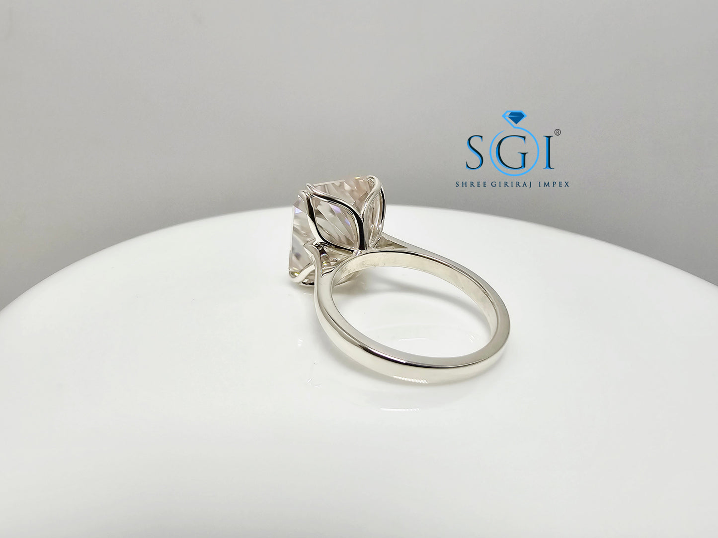 Elegant Women’s Silver Ring with 9.75ct Light Pink Moissanite, Radiant Shape
