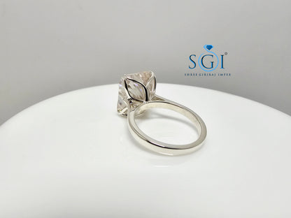 Elegant Women’s Silver Ring with 9.75ct Light Pink Moissanite, Radiant Shape