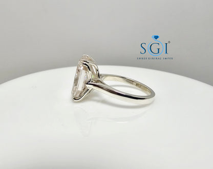 Elegant Women’s Silver Ring with 9.75ct Light Pink Moissanite, Radiant Shape