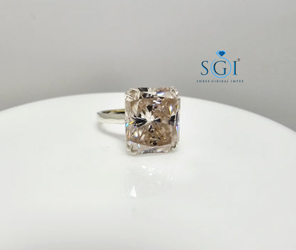 Elegant Women’s Silver Ring with 9.75ct Light Pink Moissanite, Radiant Shape