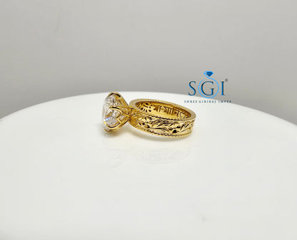 3.51 Ct Portuguese Shape E VVS2 Lab-Grown Diamond Vintage Ring in Solid Gold | Luxurious Engagement & Statement Jewelry