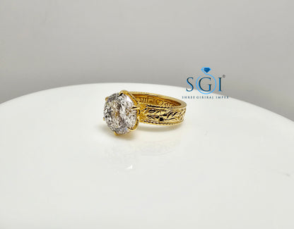 3.51 Ct Portuguese Shape E VVS2 Lab-Grown Diamond Vintage Ring in Solid Gold | Luxurious Engagement & Statement Jewelry