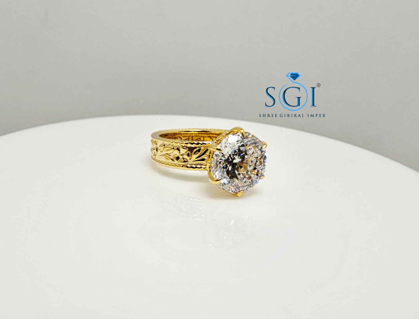 3.51 Ct Portuguese Shape E VVS2 Lab-Grown Diamond Vintage Ring in Solid Gold | Luxurious Engagement & Statement Jewelry