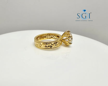 3.51 Ct Portuguese Shape E VVS2 Lab-Grown Diamond Vintage Ring in Solid Gold | Luxurious Engagement & Statement Jewelry