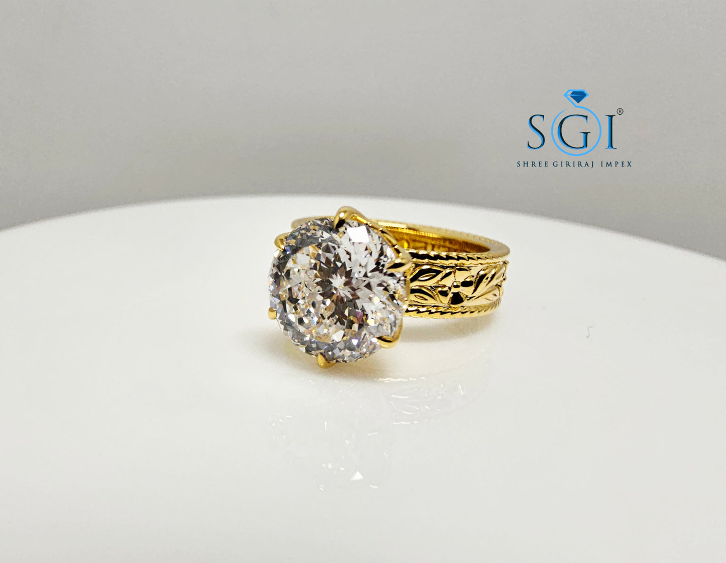 3.51 Ct Portuguese Shape E VVS2 Lab-Grown Diamond Vintage Ring in Solid Gold | Luxurious Engagement & Statement Jewelry
