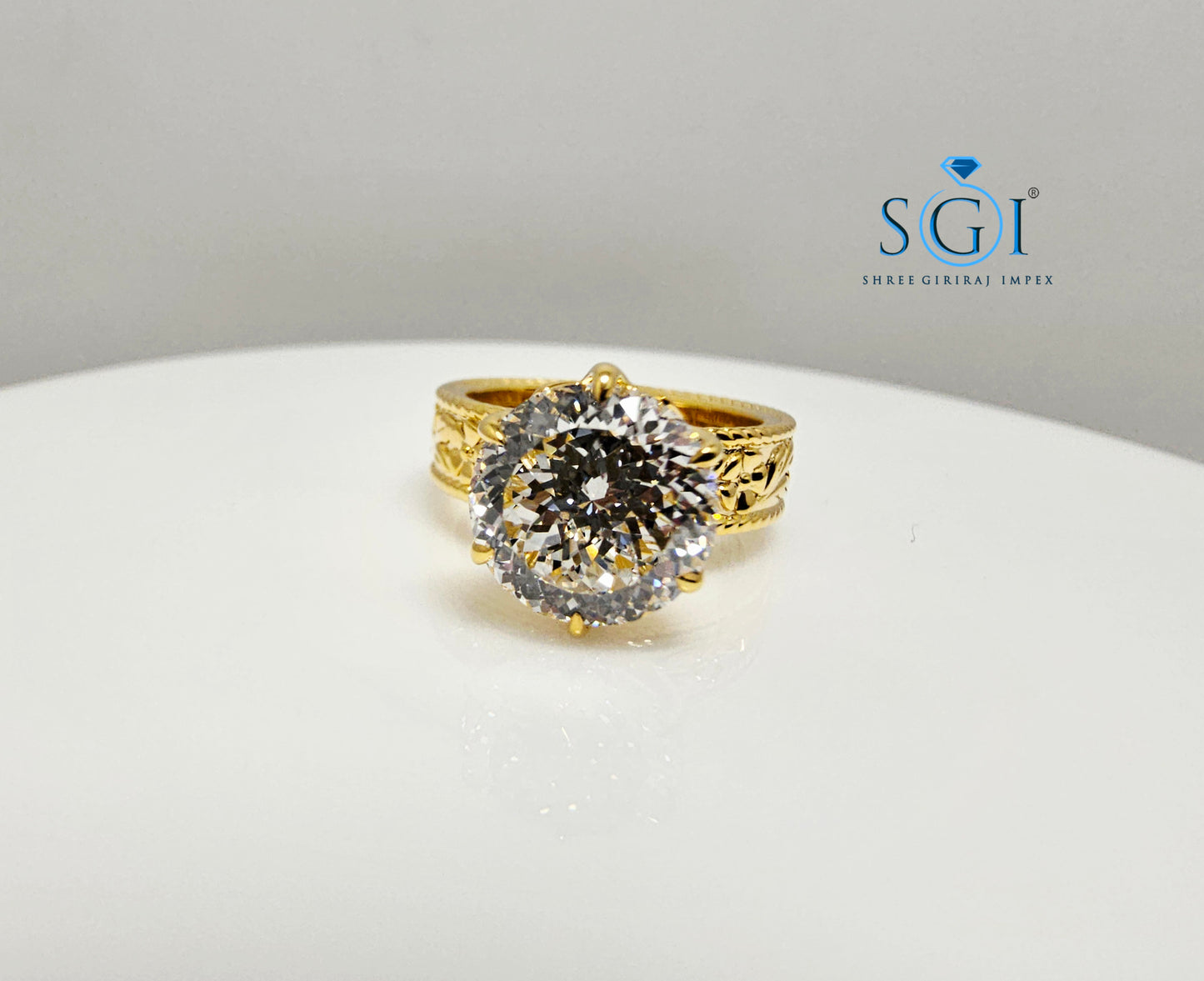 3.51 Ct Portuguese Shape E VVS2 Lab-Grown Diamond Vintage Ring in Solid Gold | Luxurious Engagement & Statement Jewelry