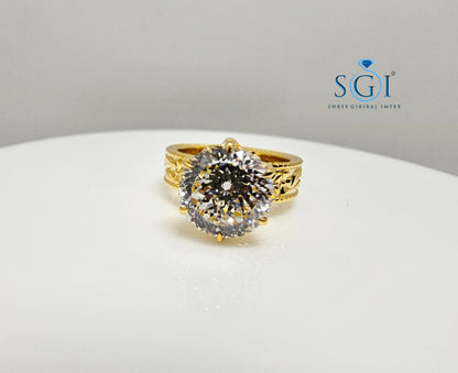 3.51 Ct Portuguese Shape E VVS2 Lab-Grown Diamond Vintage Ring in Solid Gold | Luxurious Engagement & Statement Jewelry