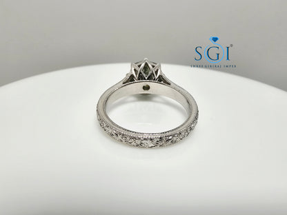 3 Ct Natural Green Moissanite Ring – Octa Hexagon Cut in Vintage Silver, Elegant Statement Jewelry