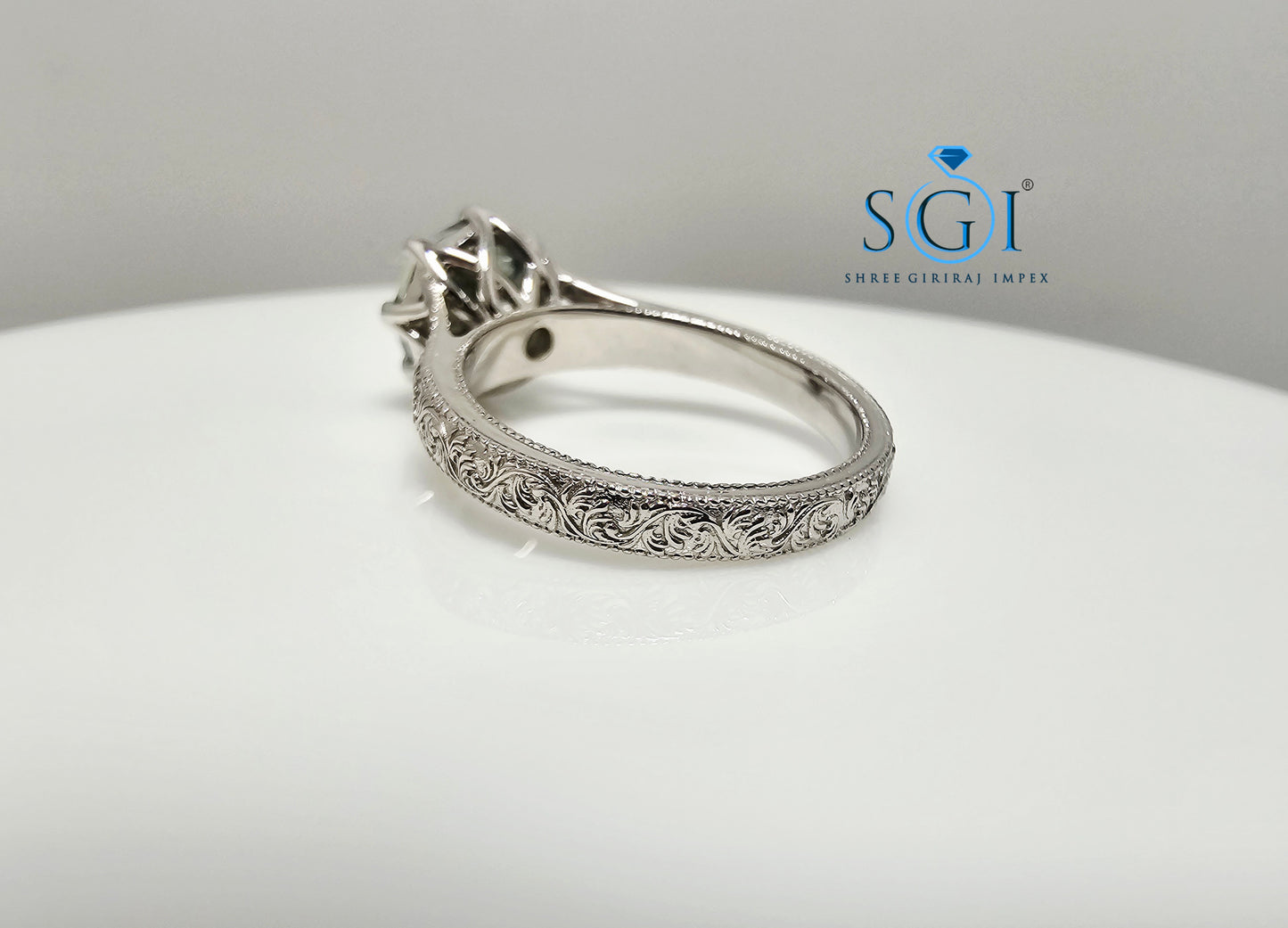 3 Ct Natural Green Moissanite Ring – Octa Hexagon Cut in Vintage Silver, Elegant Statement Jewelry