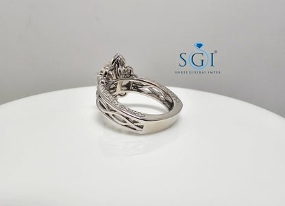 3.50 Ct Hybrid Crushed Ice Oval Moissanite Diamond Vintage Silver Ring – Luxurious Statement Jewelry