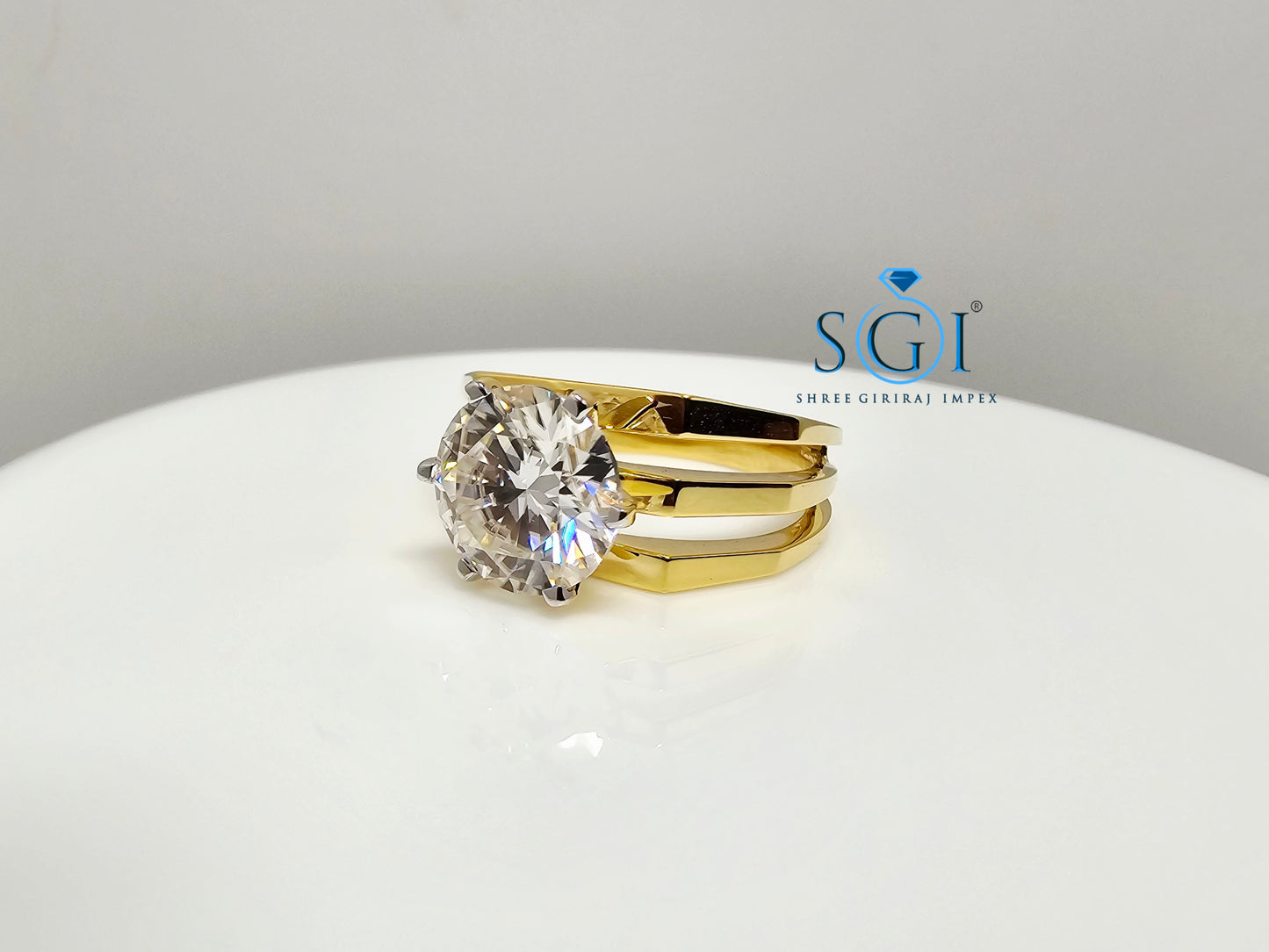 4.50 Ct White D VVS1 Moissanite Diamond Solitaire Men's Ring in 14K Gold Hallmarked Luxury Ring