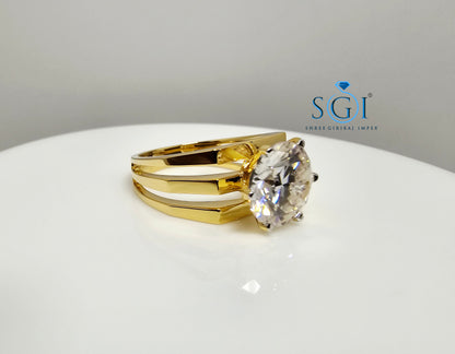 4.50 Ct White D VVS1 Moissanite Diamond Solitaire Men's Ring in 14K Gold Hallmarked Luxury Ring