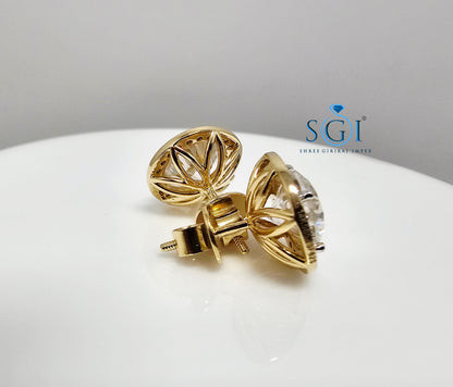 4.72 Ct White Moissanite Diamond Luxurious Earrings in 14K Hallmarked Gold Elegant Fine Jewelry