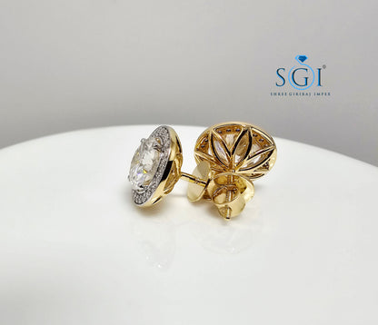 4.72 Ct White Moissanite Diamond Luxurious Earrings in 14K Hallmarked Gold Elegant Fine Jewelry