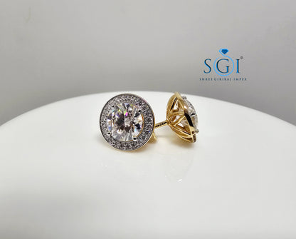 4.72 Ct White Moissanite Diamond Luxurious Earrings in 14K Hallmarked Gold Elegant Fine Jewelry