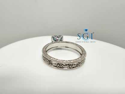 3 Ct Royal Aqua Blue Asscher Cut Moissanite Diamond Vintage Ring in 925 Sterling Silver | Elegant Antique Style Jewelry