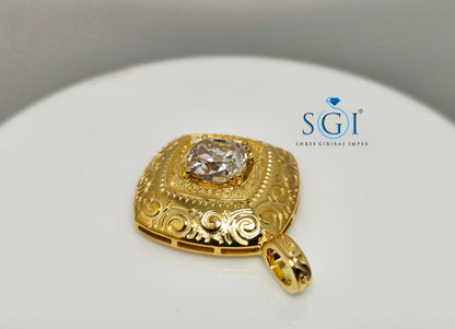 Vintage-Style Pendant with Old Mine Cushion Cut Moissanite – 925 Sterling Silver (8.5mm)