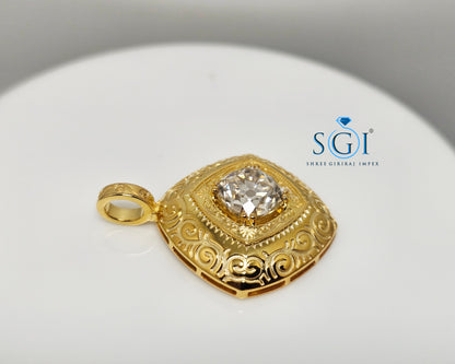 Vintage-Style Pendant with Old Mine Cushion Cut Moissanite – 925 Sterling Silver (8.5mm)