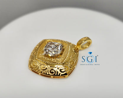 Vintage-Style Pendant with Old Mine Cushion Cut Moissanite – 925 Sterling Silver (8.5mm)