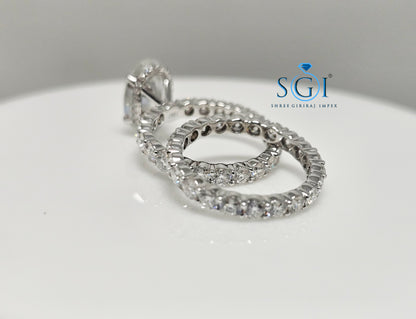 Luxurious 6ct Oval Moissanite Diamond Ring – 18K White Gold Setting