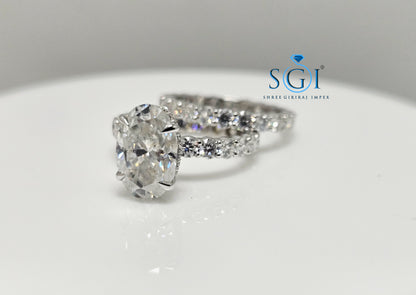 Luxurious 6ct Oval Moissanite Diamond Ring – 18K White Gold Setting