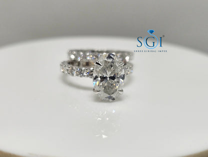 Luxurious 6ct Oval Moissanite Diamond Ring – 18K White Gold Setting