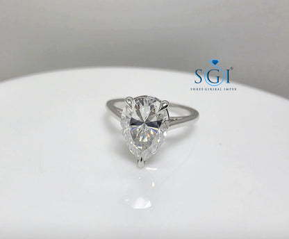Luxury 2CT Pear Shape Solitaire Ring – 14K White Gold | 7×10mm Elegance