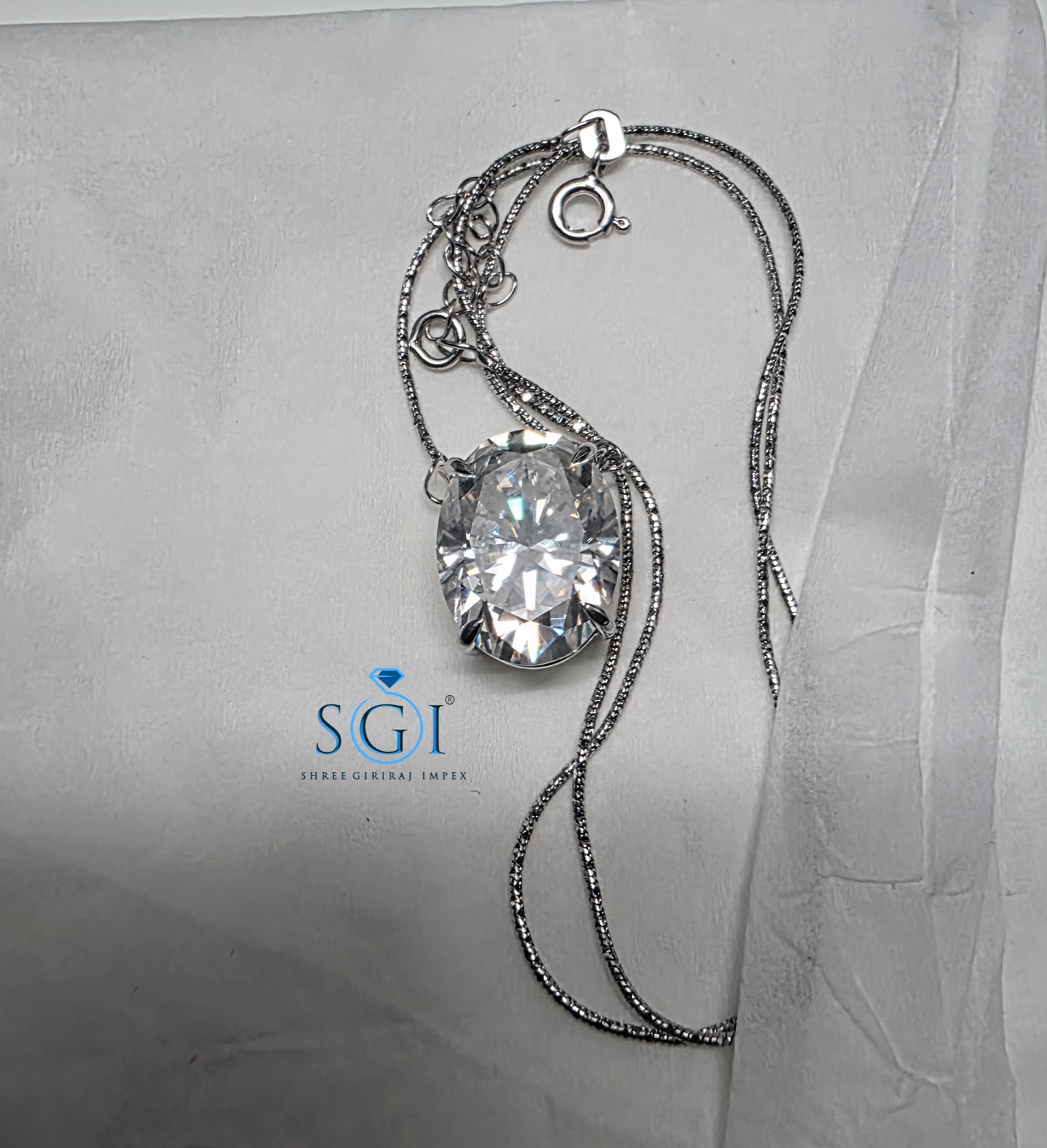 10.10 Ct Oval Cut Moissanite Diamond Solitaire Pendant in 925 Silver (12×16mm)