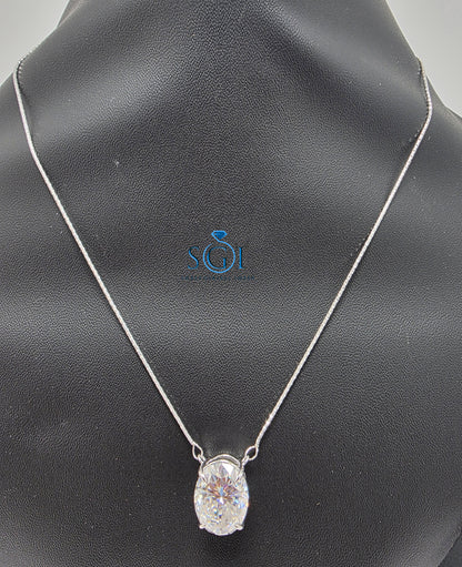 10.10 Ct Oval Cut Moissanite Diamond Solitaire Pendant in 925 Silver (12×16mm)