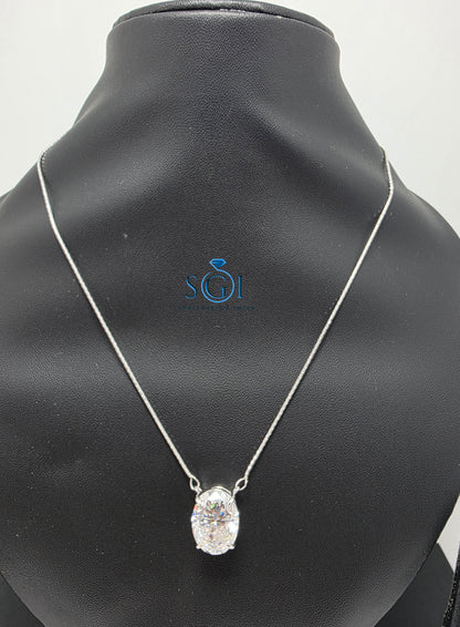 10.10 Ct Oval Cut Moissanite Diamond Solitaire Pendant in 925 Silver (12×16mm)