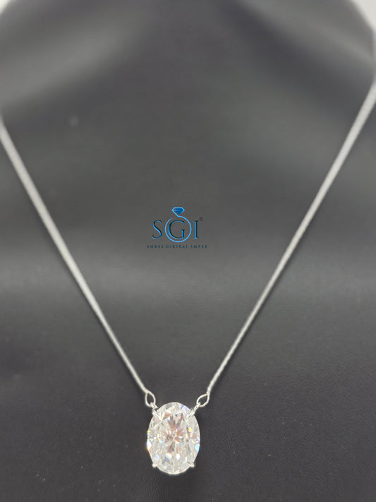 10.10 Ct Oval Cut Moissanite Diamond Solitaire Pendant in 925 Silver (12×16mm)