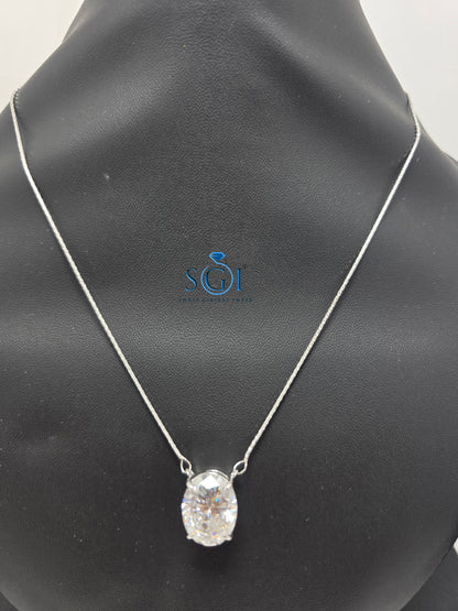 10.10 Ct Oval Cut Moissanite Diamond Solitaire Pendant in 925 Silver (12×16mm)