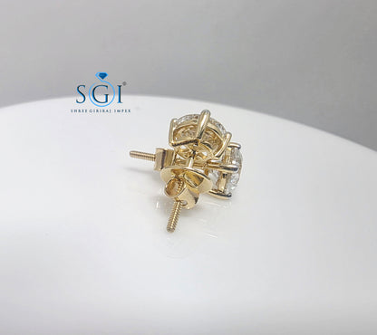 14K Solid Yellow Gold 2.20 Carat Total Weight Diamond Earrings – Premium Jewellery
