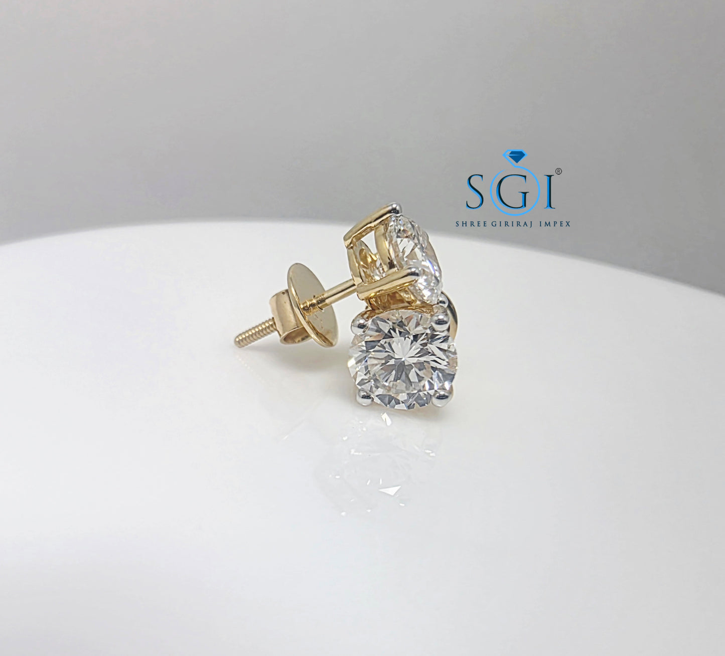 14K Solid Yellow Gold 2.20 Carat Total Weight Diamond Earrings – Premium Jewellery