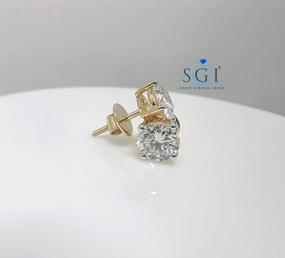 14K Solid Yellow Gold 2.20 Carat Total Weight Diamond Earrings – Premium Jewellery