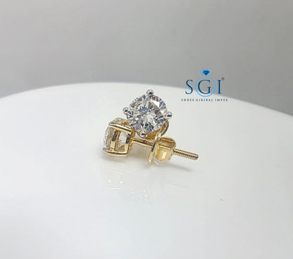 14K Solid Yellow Gold 2.20 Carat Total Weight Diamond Earrings – Premium Jewellery