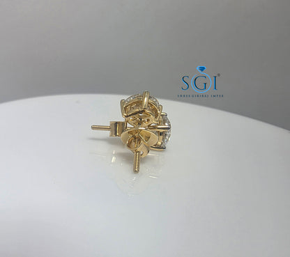 14K Solid Yellow Gold 2.20 Carat Total Weight Diamond Earrings – Premium Jewellery