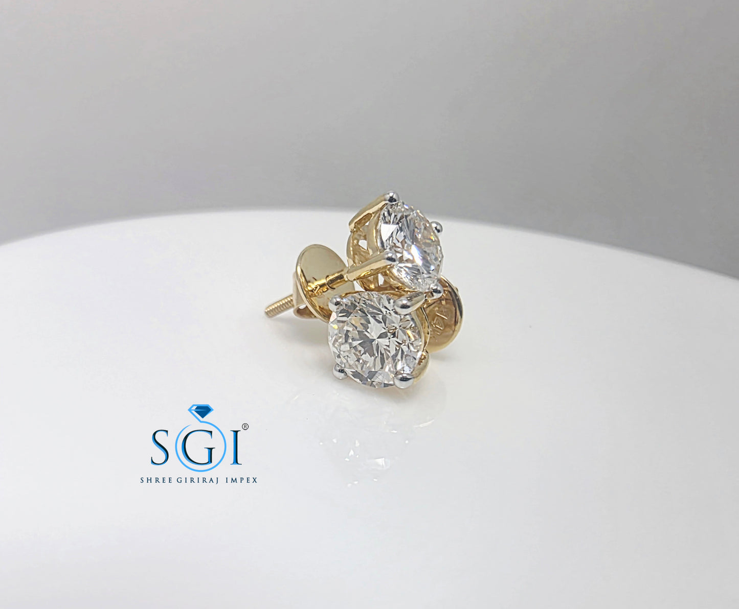 14K Solid Yellow Gold 2.20 Carat Total Weight Diamond Earrings – Premium Jewellery