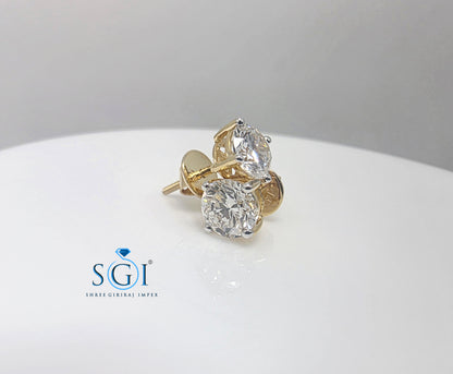 14K Solid Yellow Gold 2.20 Carat Total Weight Diamond Earrings – Premium Jewellery