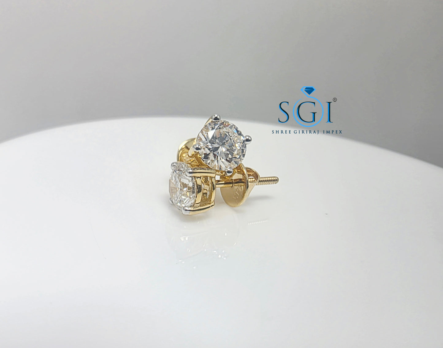 14K Solid Yellow Gold 2.20 Carat Total Weight Diamond Earrings – Premium Jewellery