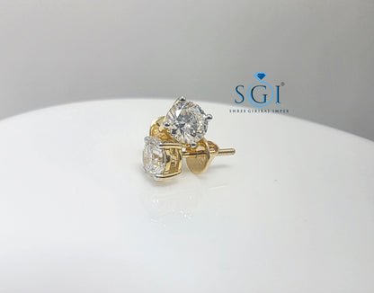 14K Solid Yellow Gold 2.20 Carat Total Weight Diamond Earrings – Premium Jewellery