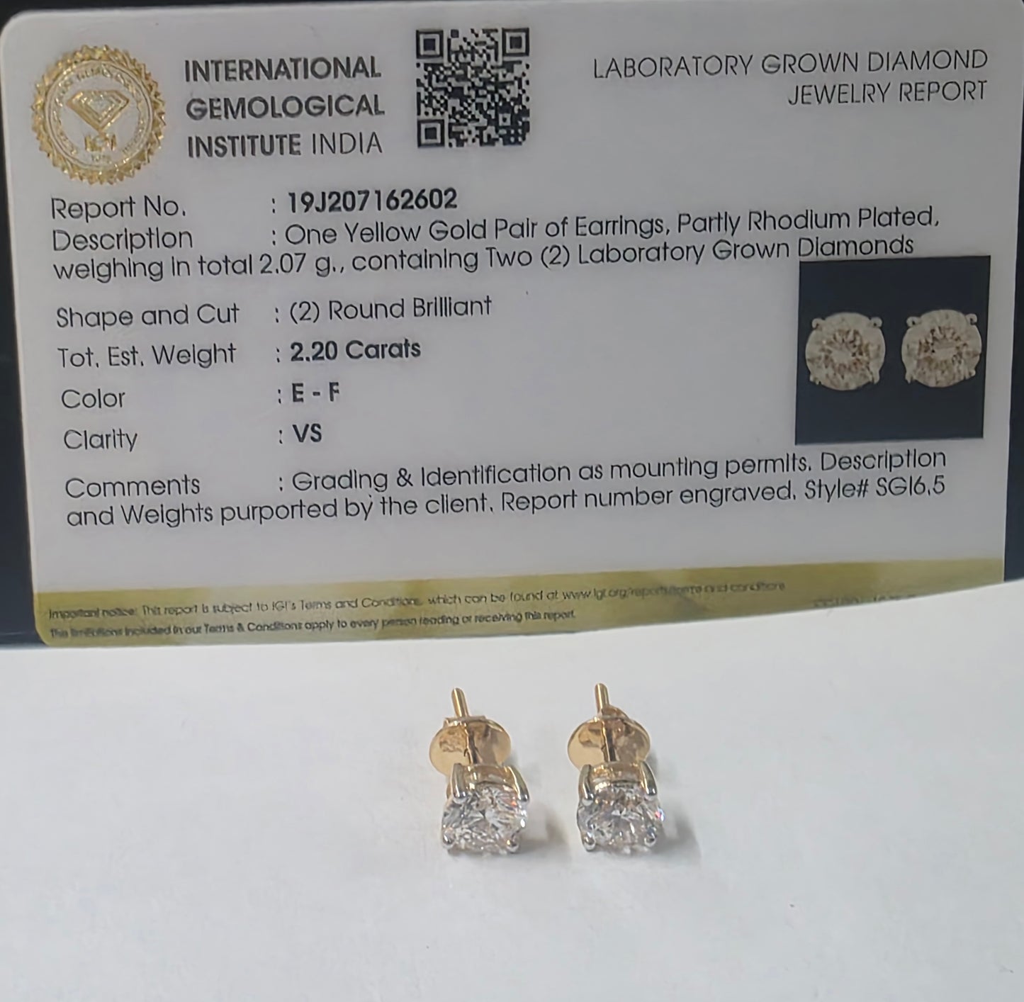 14K Solid Yellow Gold 2.20 Carat Total Weight Diamond Earrings – Premium Jewellery