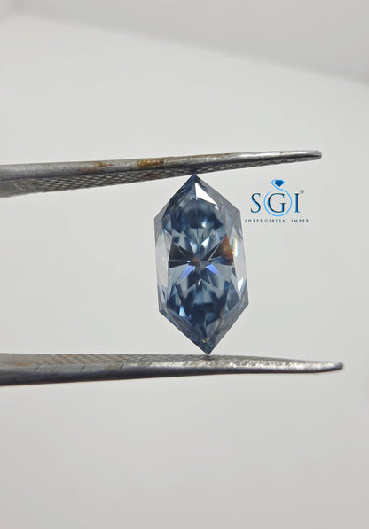 2.50ct Intense Blue Dutch Marquise Moissanite | 6x12mm Loose Gemstone