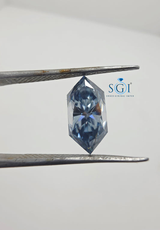2.50ct Intense Blue Dutch Marquise Moissanite | 6x12mm Loose Gemstone