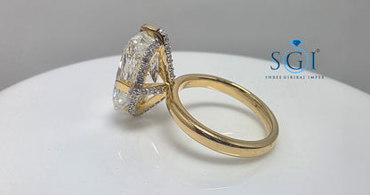 Exquisite 10 Carat Cushion Cut Lab Grown Diamond Engagement Ring | 18k Gold Hidden Halo Masterpiece