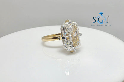 Exquisite 10 Carat Cushion Cut Lab Grown Diamond Engagement Ring | 18k Gold Hidden Halo Masterpiece