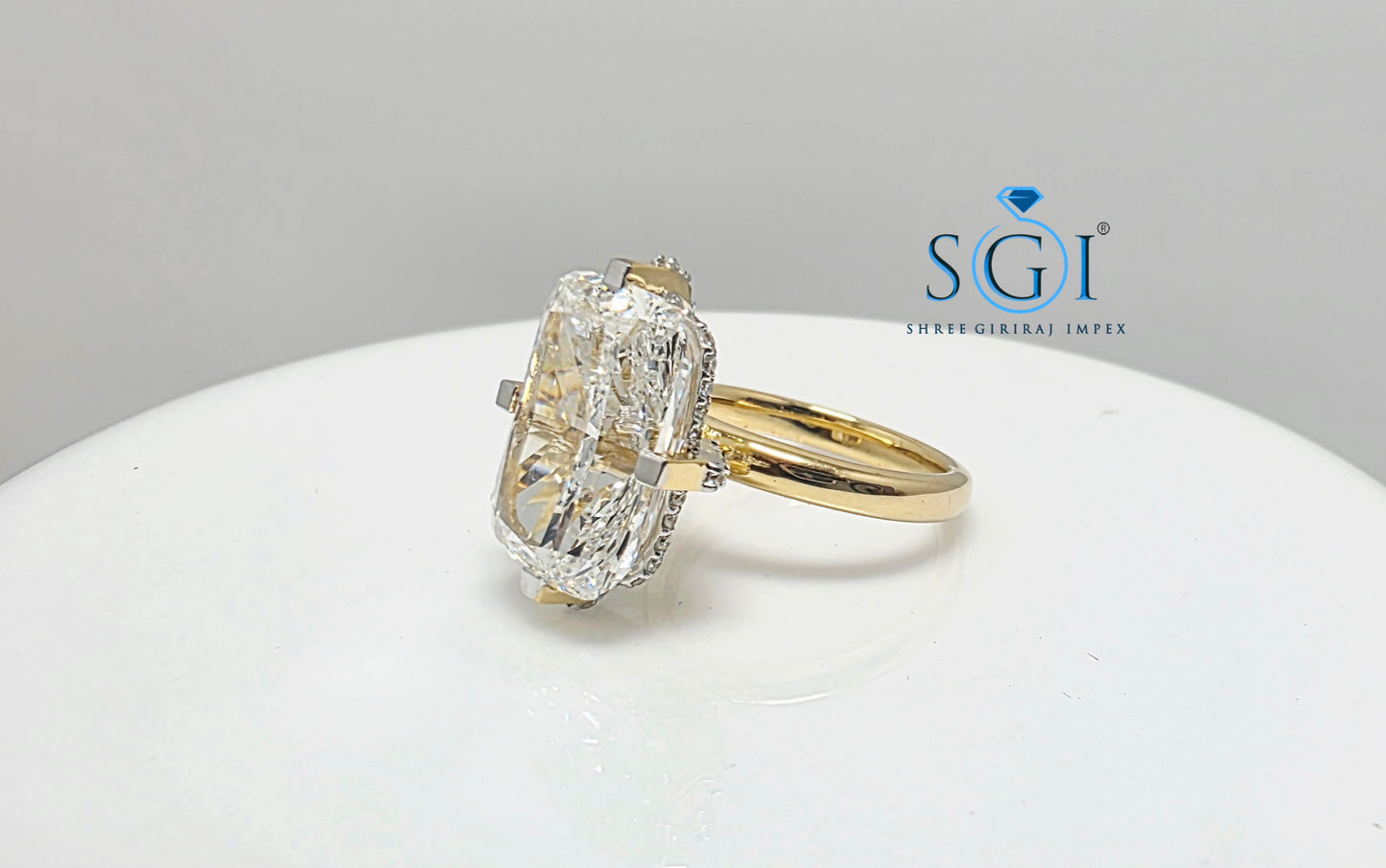 Exquisite 10 Carat Cushion Cut Lab Grown Diamond Engagement Ring | 18k Gold Hidden Halo Masterpiece