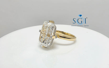 Exquisite 10 Carat Cushion Cut Lab Grown Diamond Engagement Ring | 18k Gold Hidden Halo Masterpiece