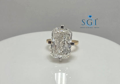 Exquisite 10 Carat Cushion Cut Lab Grown Diamond Engagement Ring | 18k Gold Hidden Halo Masterpiece